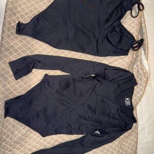 OQQ Black Long Sleeve and Sleeveless Bodysuits